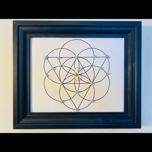 • Handcrafted Framed Sacred Geometry Crystal Grid •